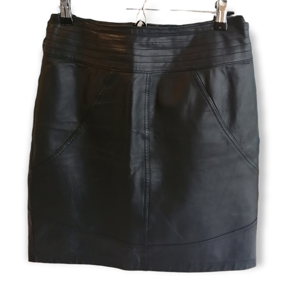 Vintage Bagatelle 100% Leather Mini Pencil Skirt Size 10 - Picture 1 of 15